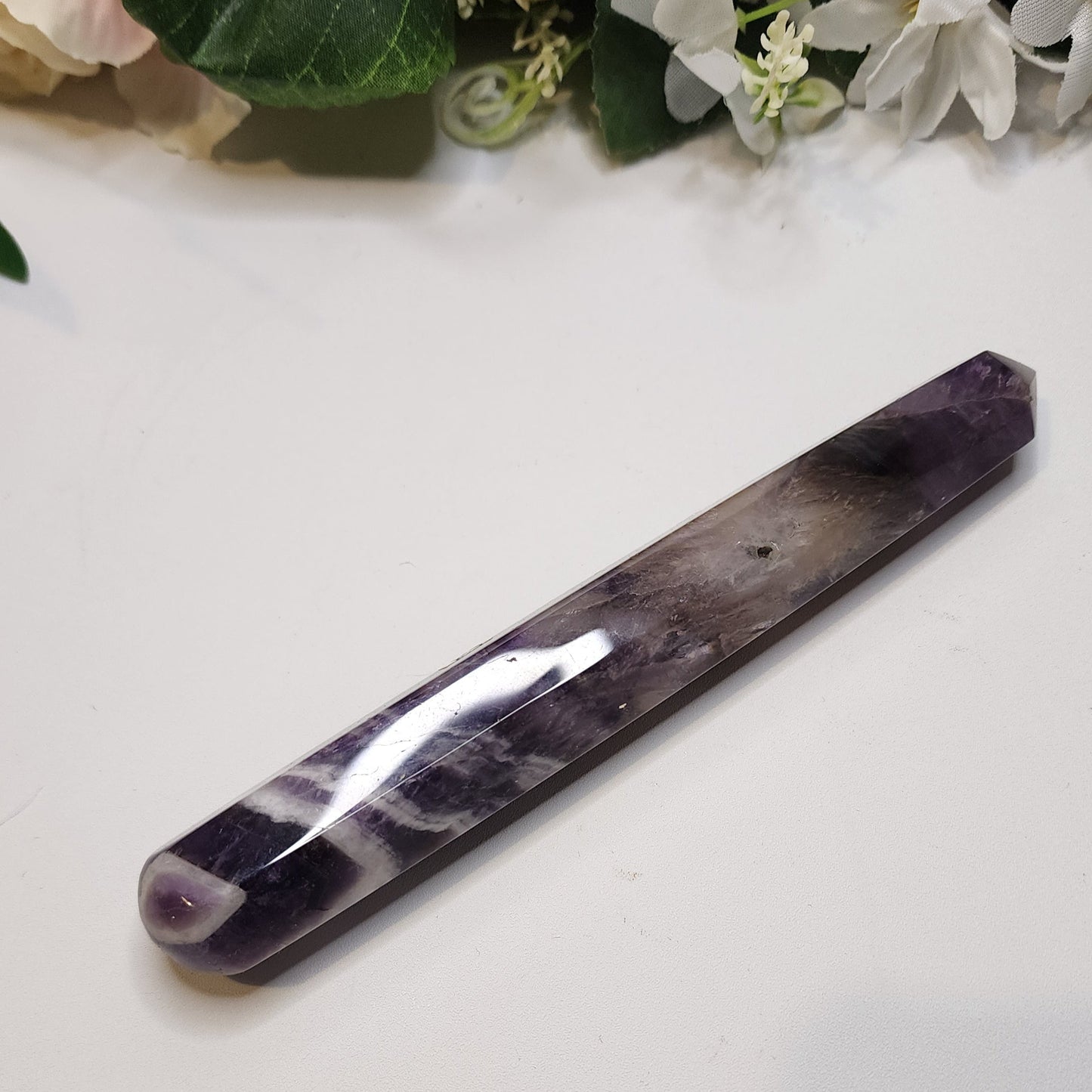 Chevron Amethyst Point Wand Faceted