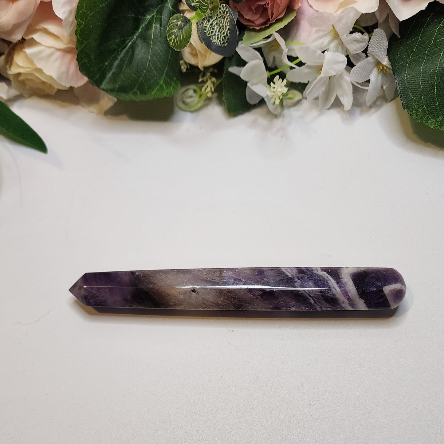 Chevron Amethyst Point Wand Faceted