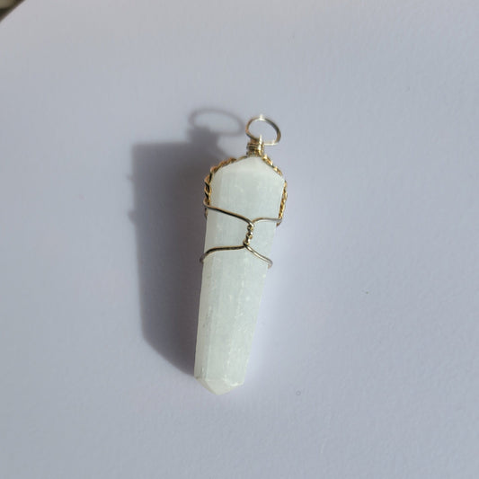Wire Wrapped Selenite Pendant